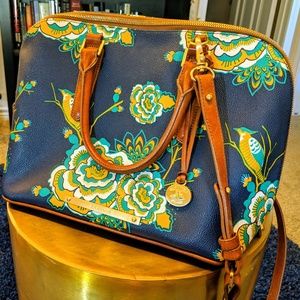 Brahmin Vivian Zip Dome Satchel in Navy Belize